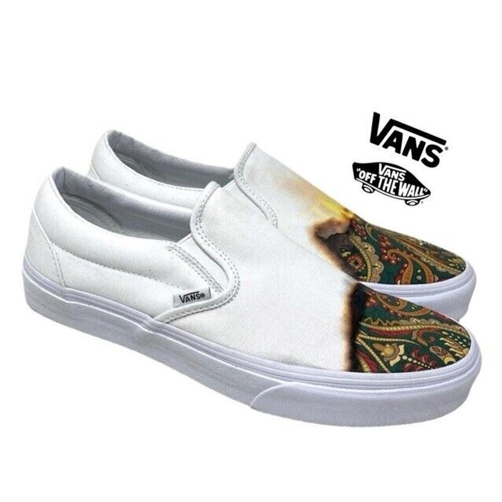 New VANS OFF‎ THE WALL SHOES SLIP ON CANVAS PAISLEY SZ 5 WOMAN  SKATER OLD SKOOL
